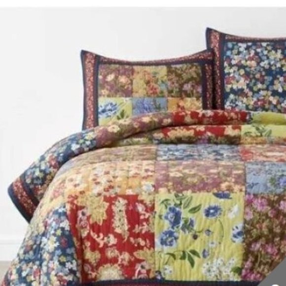 The Company Store Garden Floral Handcrafted Patchwork Sham- Standard size - Picture 1 of 3